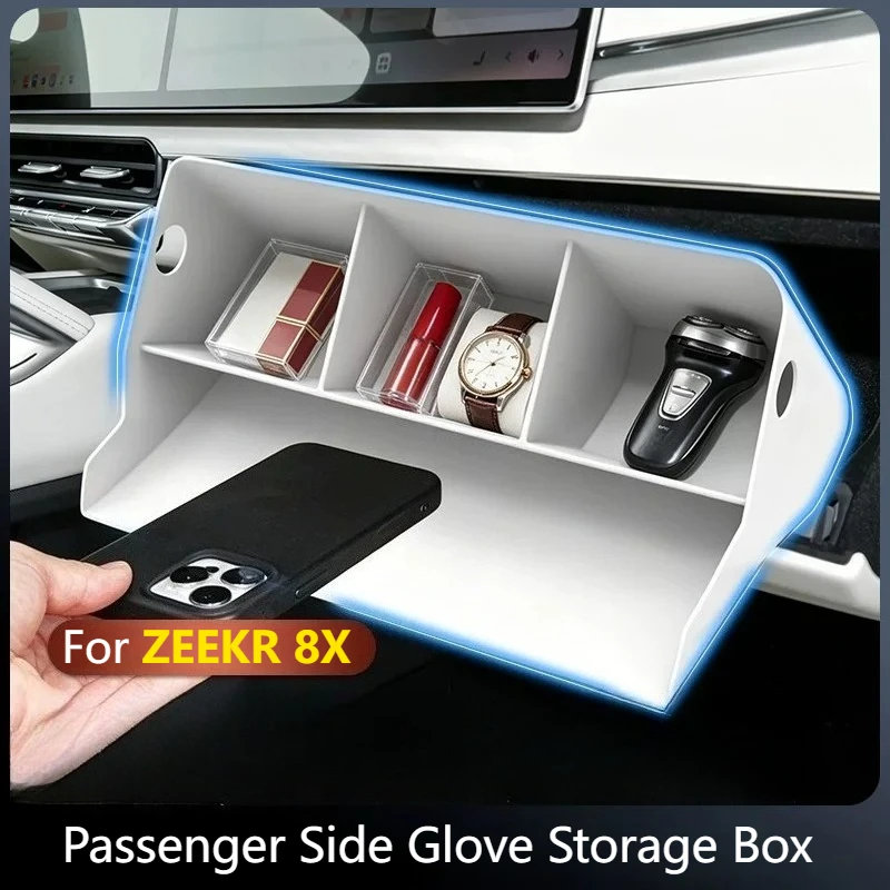 For ZEEKR 8X Passenger Storage Box Divider Organizer Center Console Silicone Mat Precise Fit Non Slip Durable Interior Mod Parts