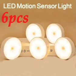 LED Motion Sensor Night Light Lamp Switch Kitchen Bedroom Decoration Closet Body Induction Lamp USB Rechargeable