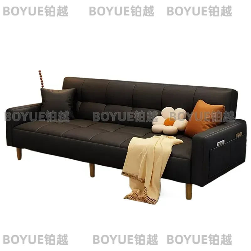 Convertible Sofa Bed with Cat Scratch Resistant Leather Upholstery Folding Dual Purpose Couch for Living Room Small Space