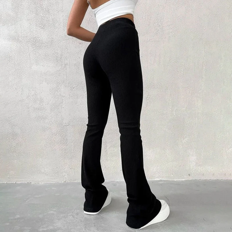 Rimocy-Pantalon évasé taille haute pour femme, leggings slim, élastique, solide, document, yoga, fjWoman, streetwear, levage des fesses, sexy, 2025