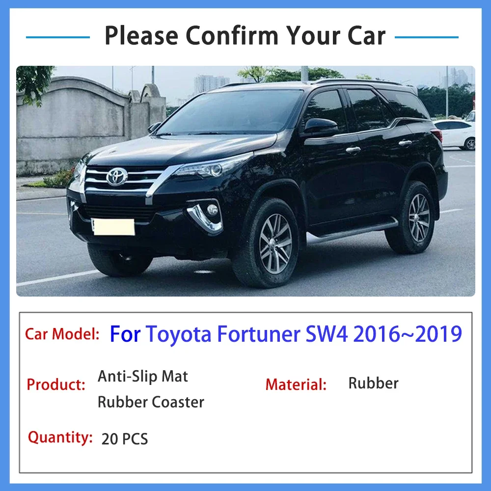 For Toyota Fortuner SW4 2016 2017 2018 2019 Anti-slip Door Rubber Cup Cushion Car Groove Mats Interior Auto Accessories Stickers