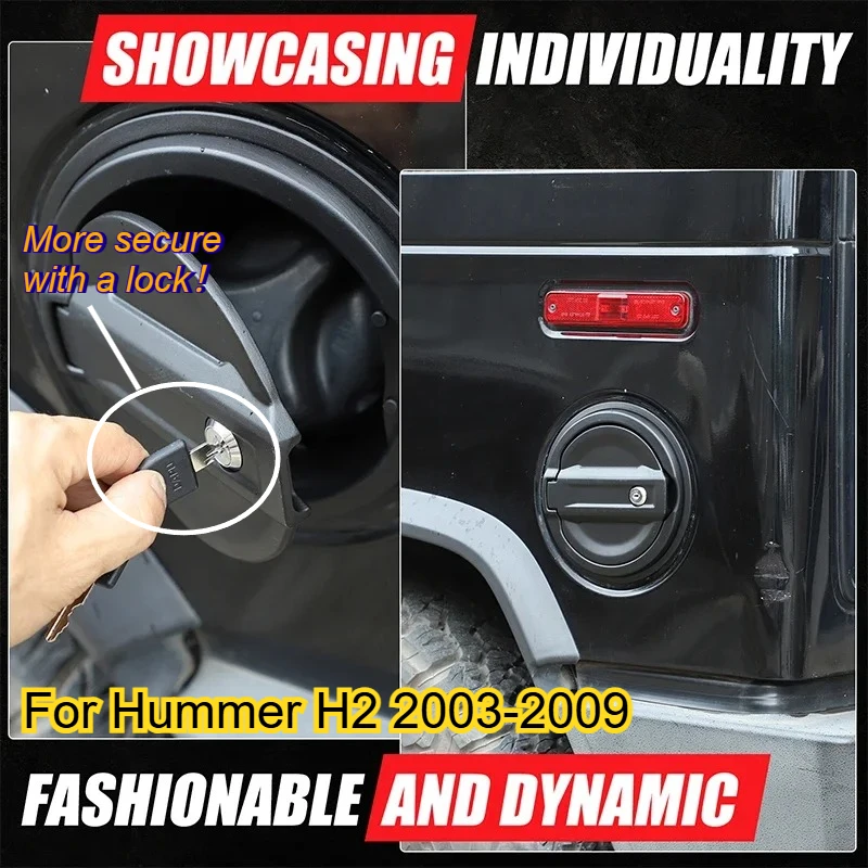

For 2003-2009 Hummer H2 Hummer H3 Car Door Fuel Tank Cap Anti-theft Lock Cap Cover ABS+Aluminum Alloy Exterior Accessories