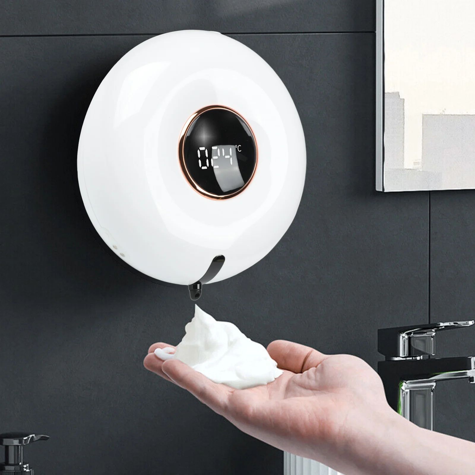 

Автоматический насос для мыла из плотной пены, дозатор мыла для рук, клеи без маркировки, установка без перфорации, чтение температуры в помещении