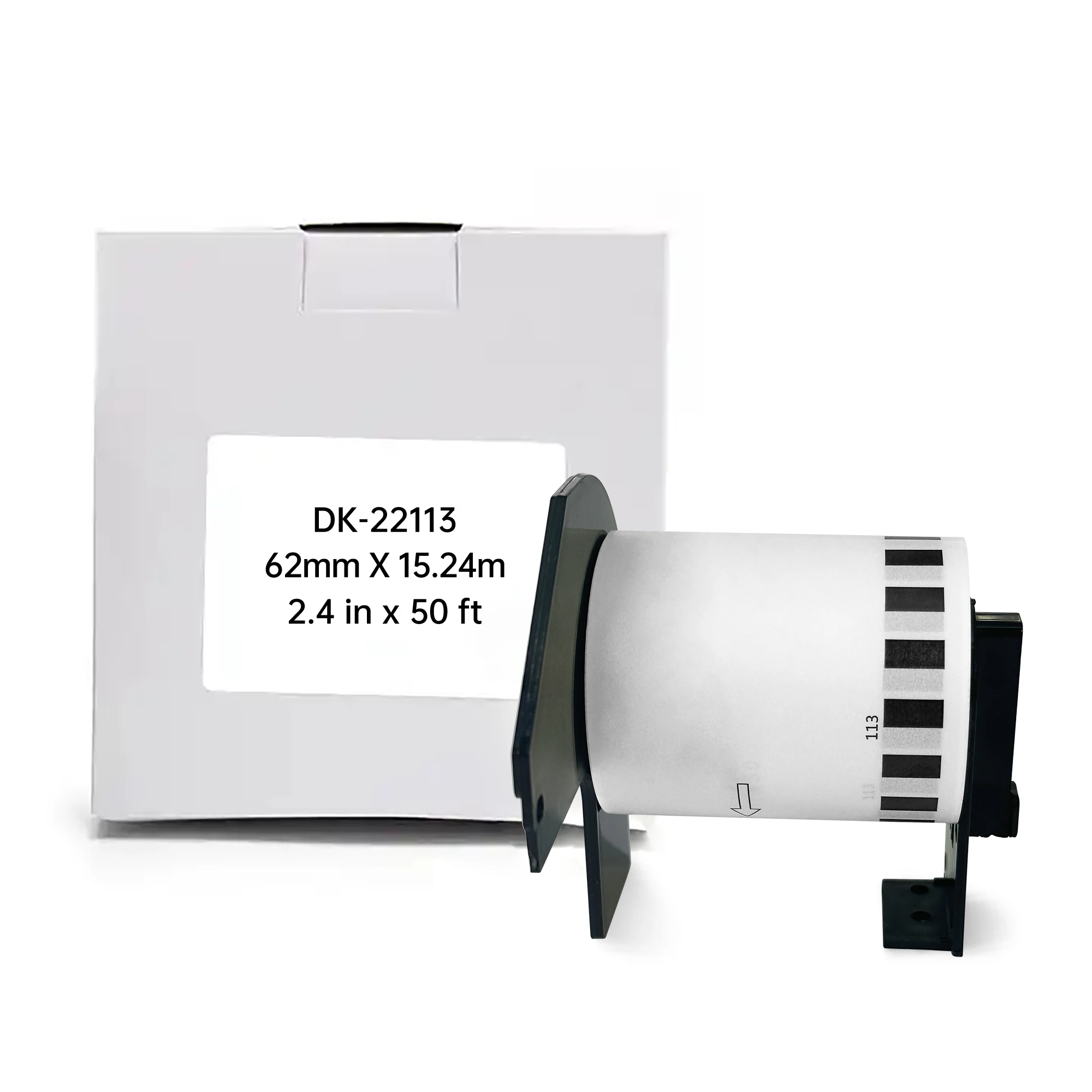 Continuous Length Tape Compatible Brother Dk-22113 Durable Film Tape Black Print on Clear 62mm X 15.24m with holder cartridge