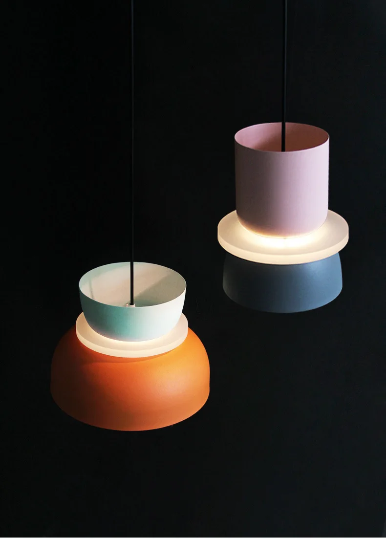 Modern Macaron Led Pendant Lamp Colorful Hanging Suspension Study Dining room Bedside Bedroom Chandelier Lighting lamp shades
