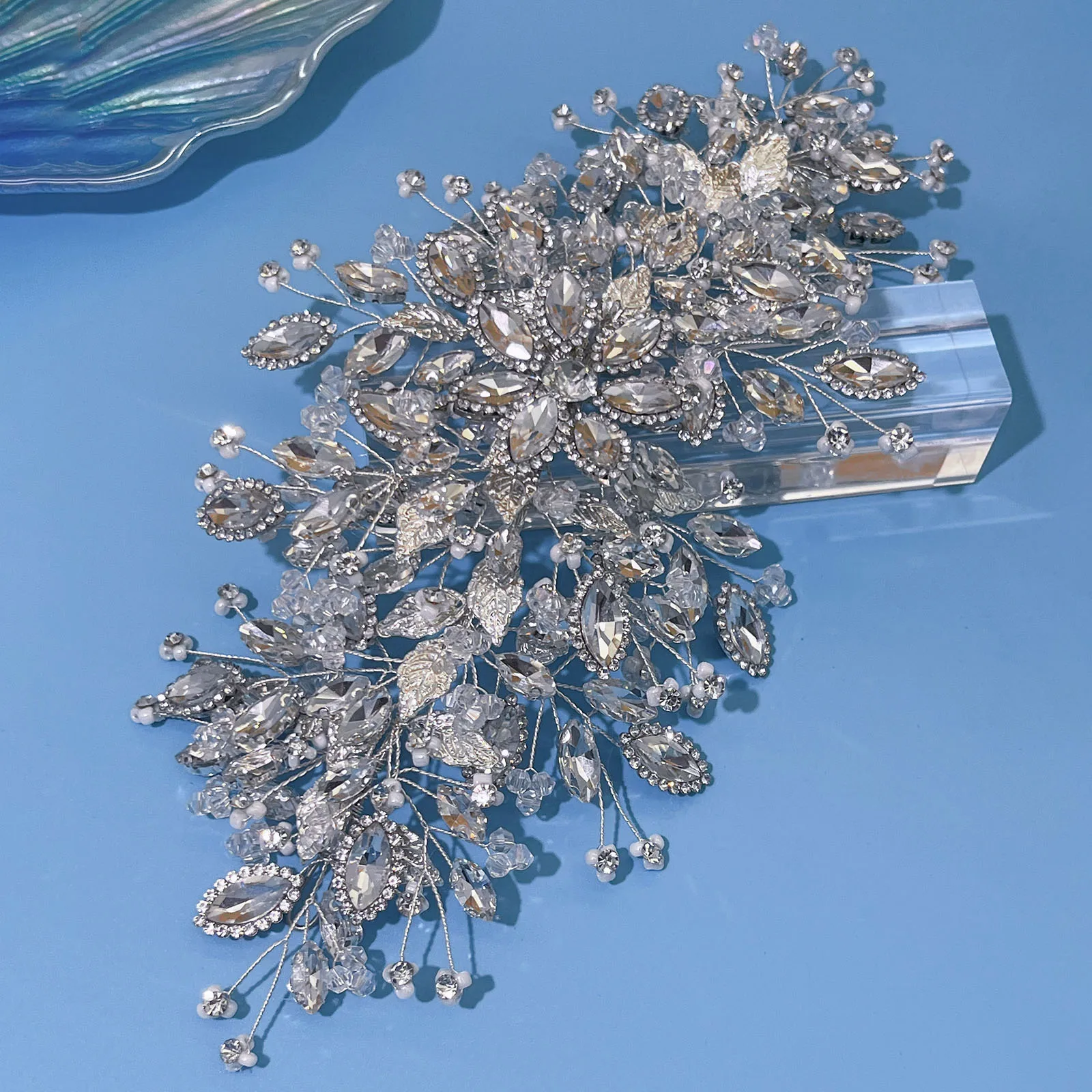 DZ274 Copricapo da sposa in argento per la sposa - Gioielli per capelli Fascia da sposa Tiara Foglia Fascia Corona Tiara Copricapo da sposa in argento