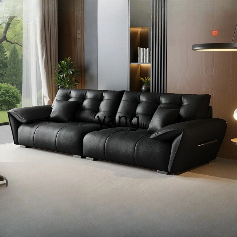 

LMM Italian light luxury leather elephant ear sofa living room small apartment down leather art sofa