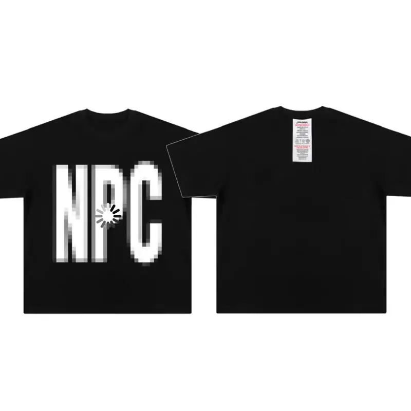 NPC رسالة طباعة تي شيرت الهيب هوب موضة الشارع الشهير الاتجاه تي شيرت متعة نمط النساء الرجال فضفاض الصيف القطن قصير الأكمام تي شيرت #1
