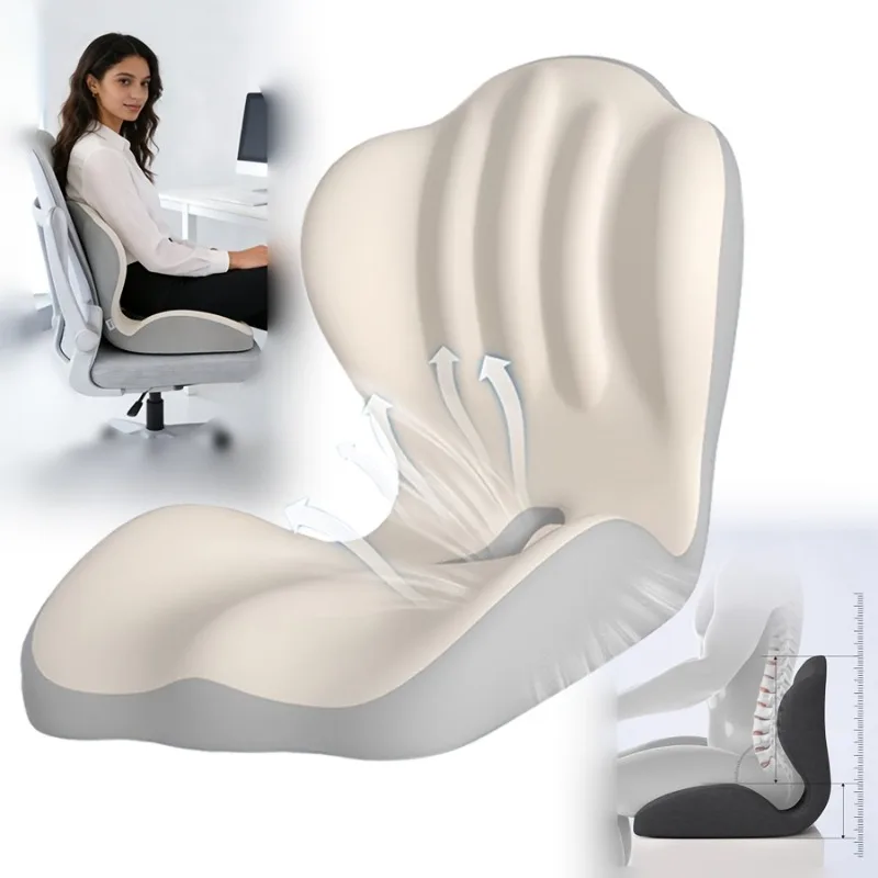 Memory Foam Integrated Seat Cushion Ergonomic Waist Support Pillow for Office Long Sitting Posture Correction