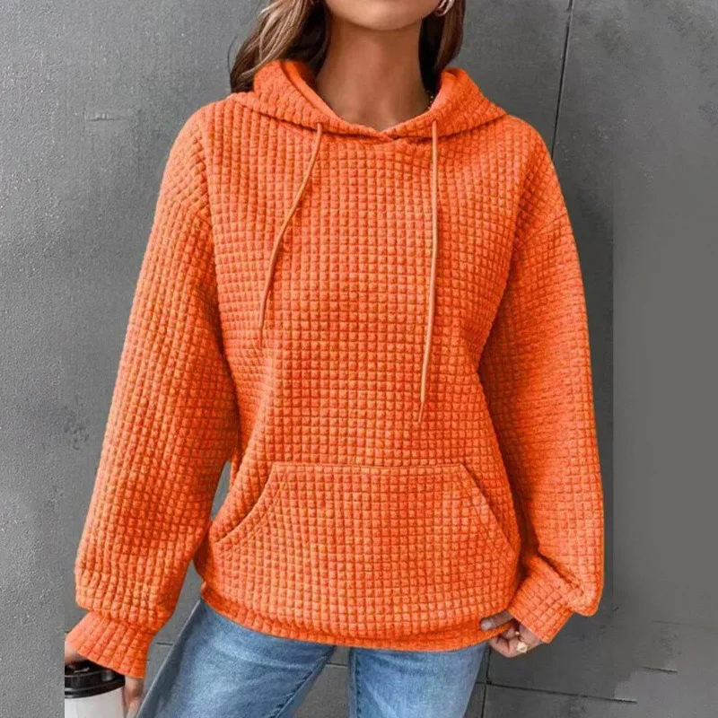 Women's Autumn and Winter Long Sleeved Popularity Hoodie Fashion Casual Versatile Loose and Comfortable Solid Color Tops