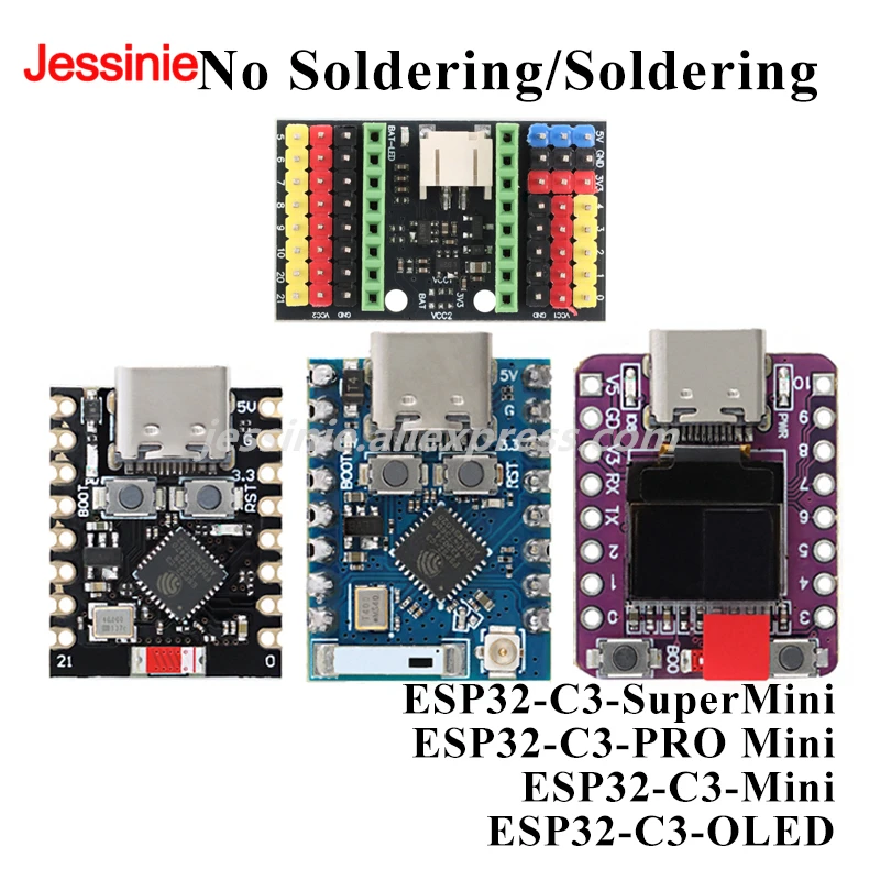 1-5pcs ESP32-C3 SuperMini PRO Mini OLED Development Board ESP32C3 2.4G WiFi BT Bluetooth-compatible Wifiless Module for Arduino