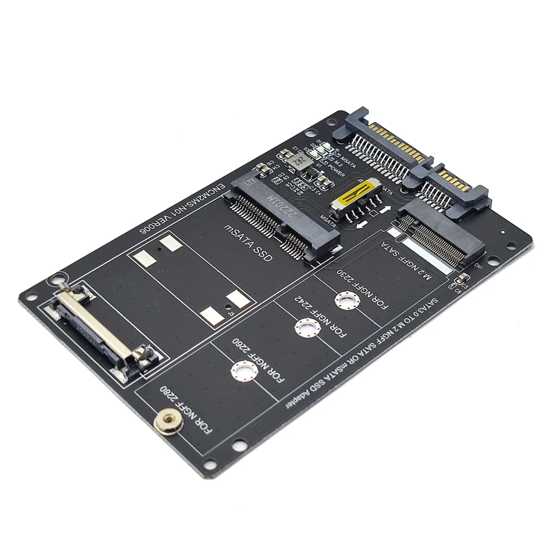 mSATA/M.2 SATA Protocol SSD to SATA3.0 6Gbps Adapter Riser Card Converter with Button Control Support 2230 2242 2260 2280 M2 SSD