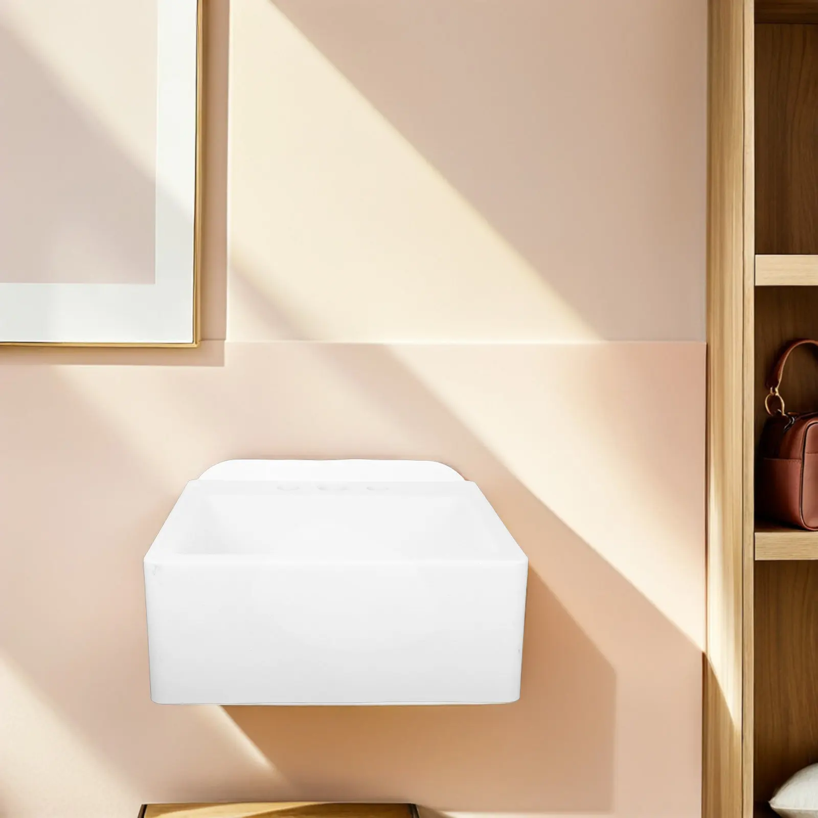 1 Set Small Wall Mounted Sink Plastic Wall-Hung Bathroom Vanity No Drill Installation Compact Floating Wash Basin For Rental