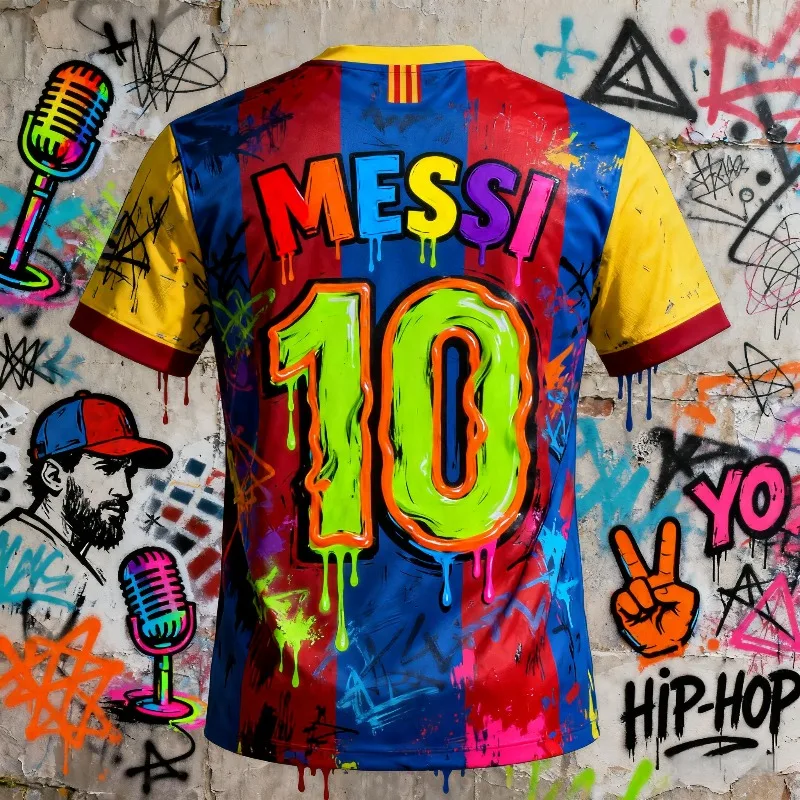 NO.10 Graffiti traje de fútbol Fan edición conmemorativa 3D impreso deportes ocio seco y transpirable camiseta para hombres y mujeres