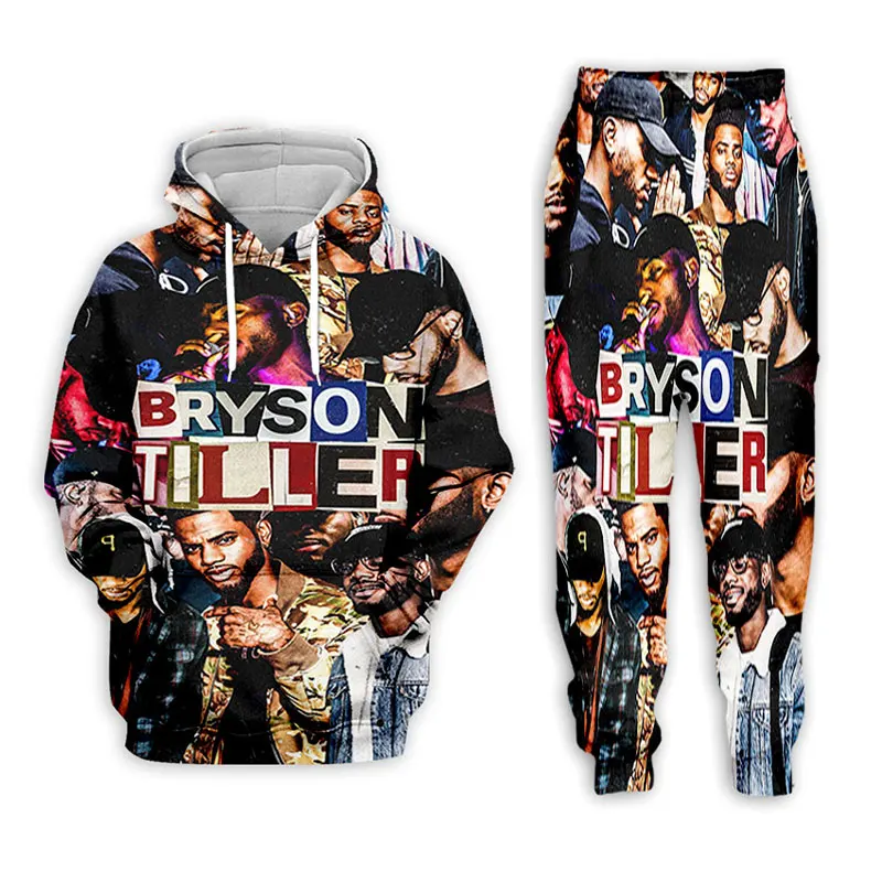 Bryson Tiller  3D Printed Casual Hoodies Hooded Sweatshirt Pants Jogging Pants Trousers Suit Clothes Women/ Men Sets