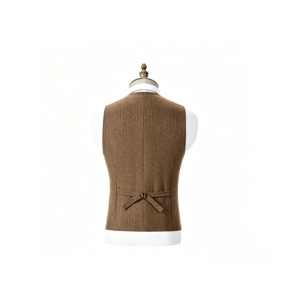 Picture 3: V Neck Men's Vest Herringbone  Double Breasted Slim Fit Men's Waistcoat For Wedding Groomsemen