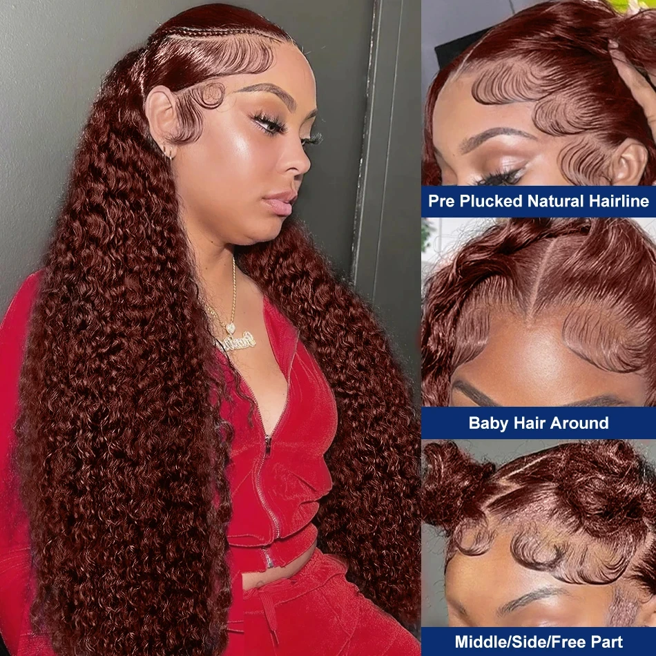 Reddish Brown Loose Deep Wave 13x4 Lace Front Wig Human Hair Colored  Lace Frontal Wig with Baby Hair Copper Red Human Hair wig