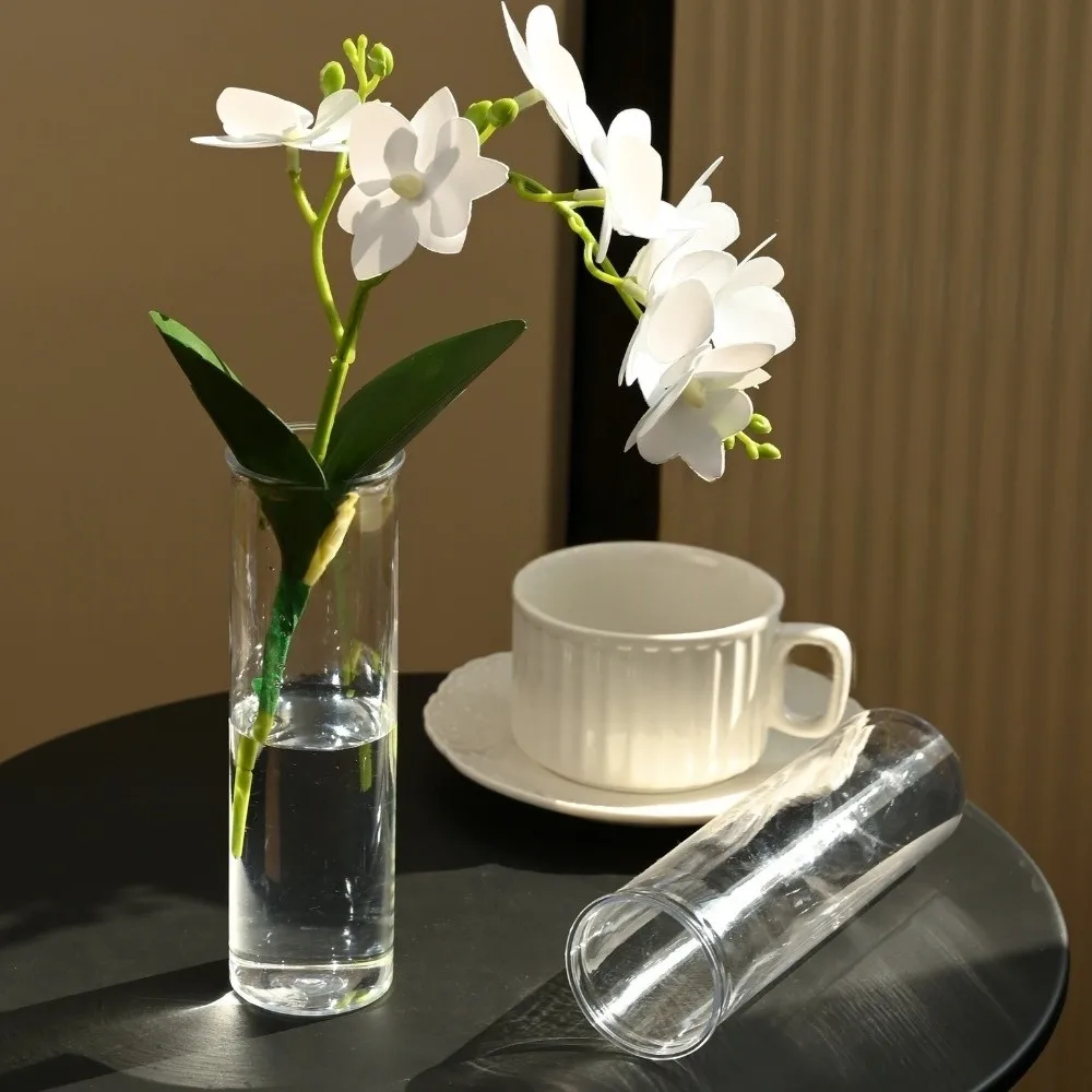 Transparent Flower-Wrapping Vases Plastic Cylindrical Hydroponic Plants Vase Modern Shatterproof Flower Holder