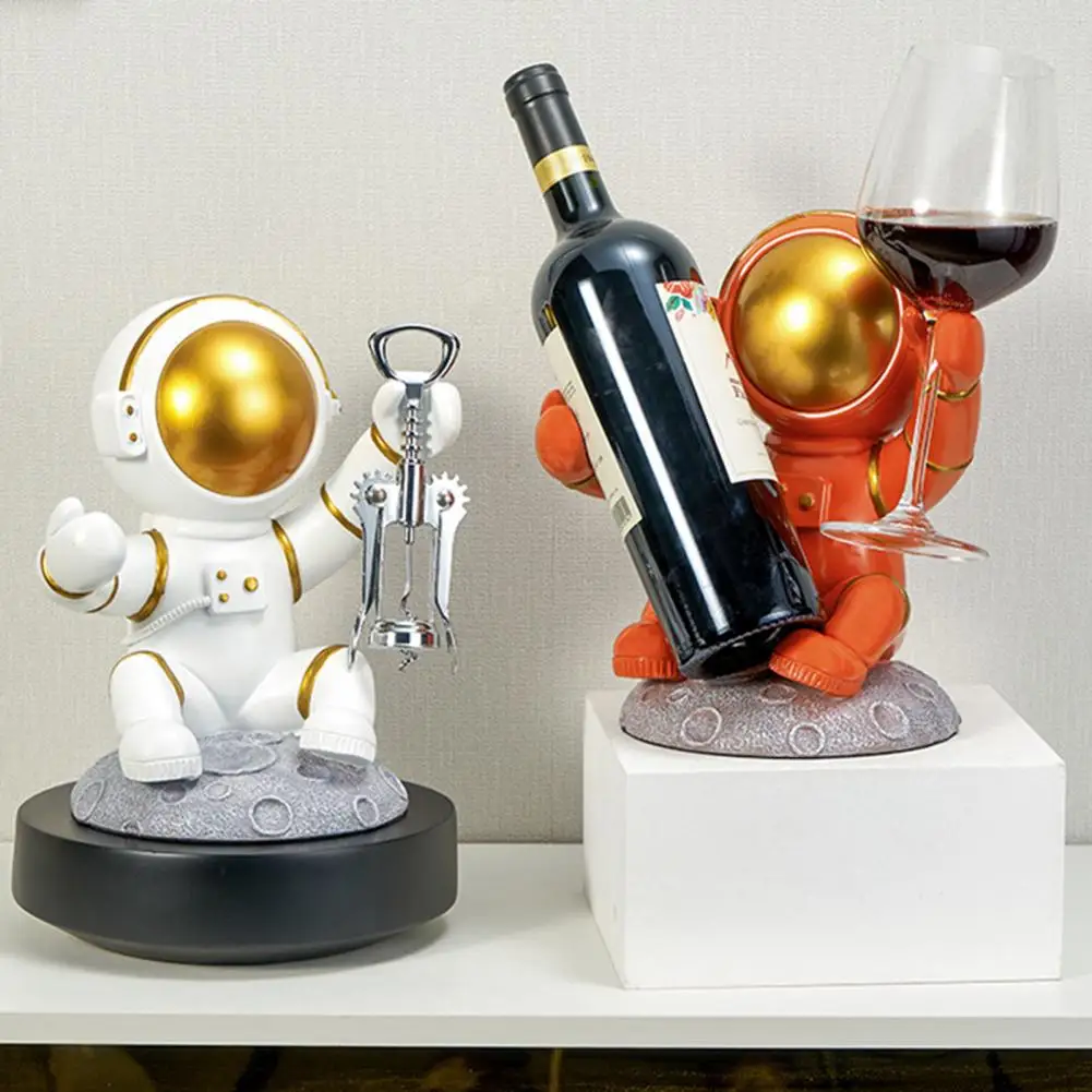 

Wine Glass Rack Nordic Style Handmade Table Decoration Resin Cartoon Astronaut Figurine Wine Bottle Holder for Home Countertop