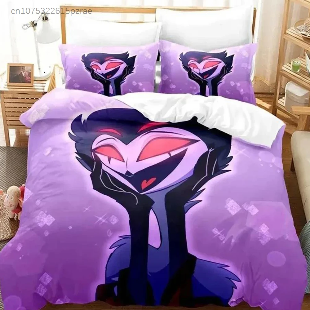 Anime Hazbin Stolas Hotel Bedding Set Duvet Cover Bed Set Quilt Cover Pillowcase Comforter King Queen Size Boys Adult Bedding