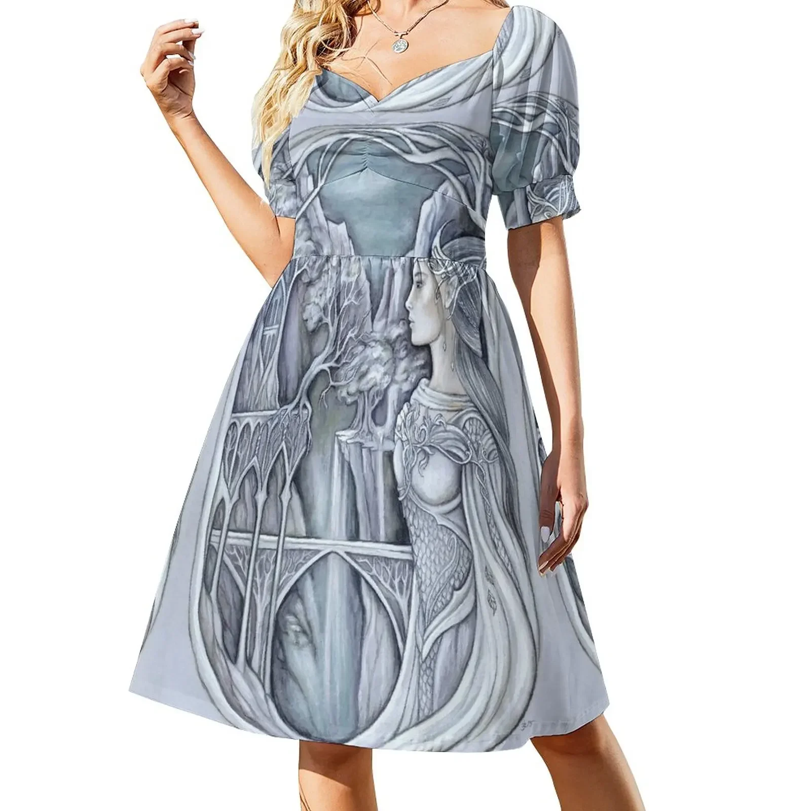 

White elven lady Short-Sleeved Dress Women's summer dresses dresses for womens 2025