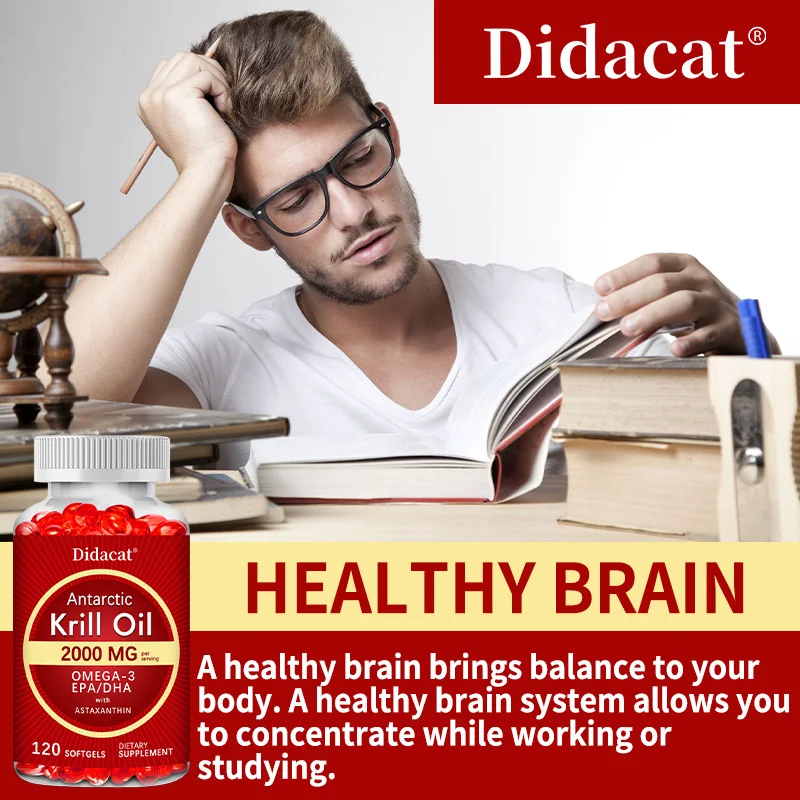 2000 ملغ من زيت الكريل فوسفوليبيد أوميجا 3 EPA & DHA فوسفوليبيدز وأستازانتين للمفاصل والدماغ والمناعي ودعم القلب #3