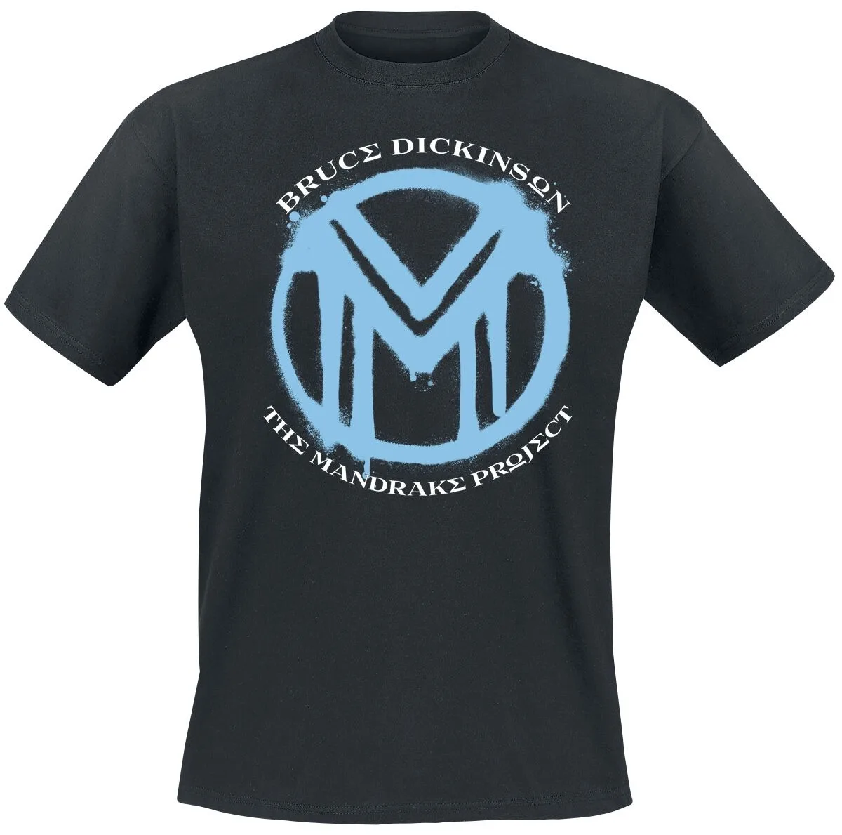 Camiseta Bruce Dickinson The Mandrake Project com estampa dupla face em spray, camiseta neutra casual 100% algodão, Heavy Metal