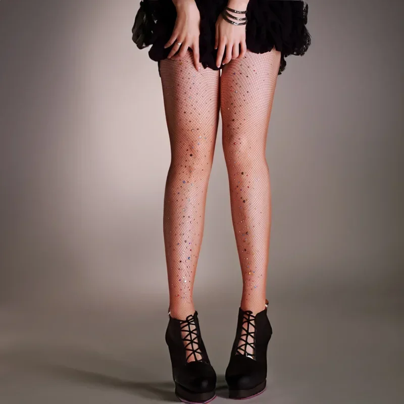 Toucheart Vrouwen Kousen Kleurrijke Hoge Elastische Water Diamant Panty Hot Diamond Mesh Kousen Voor Vrouwen Sexy Panty