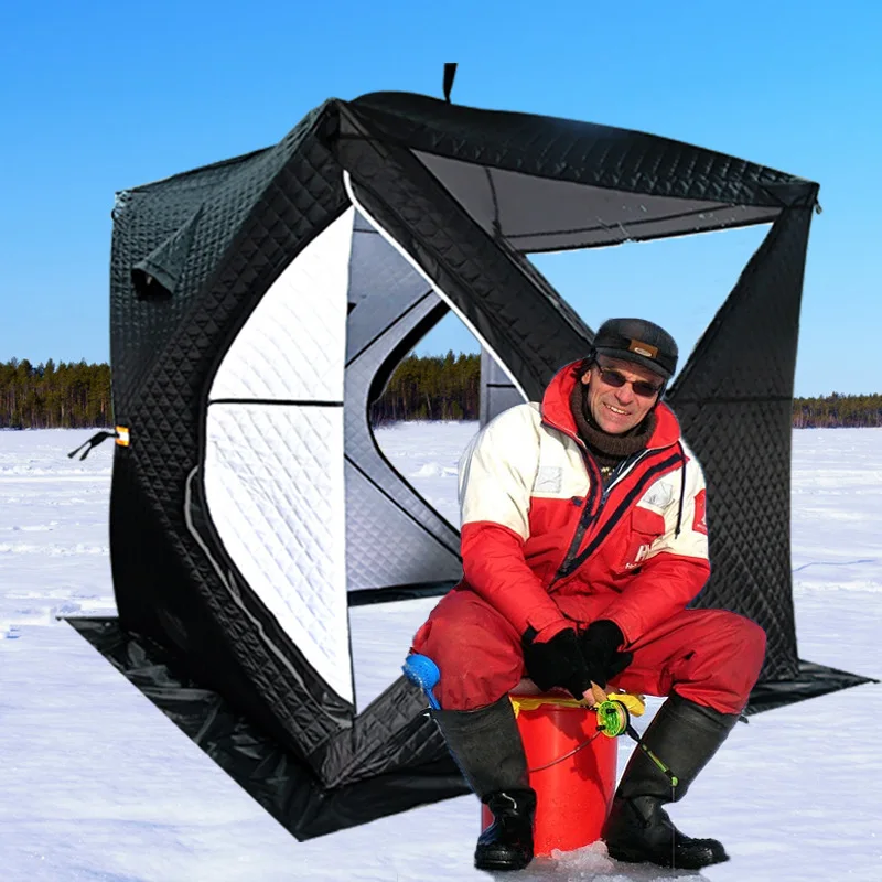 Outdoor winter fishing tent, sauna tent with chimney, three layers of warmth, thickened and cold-proof, to build, quick to