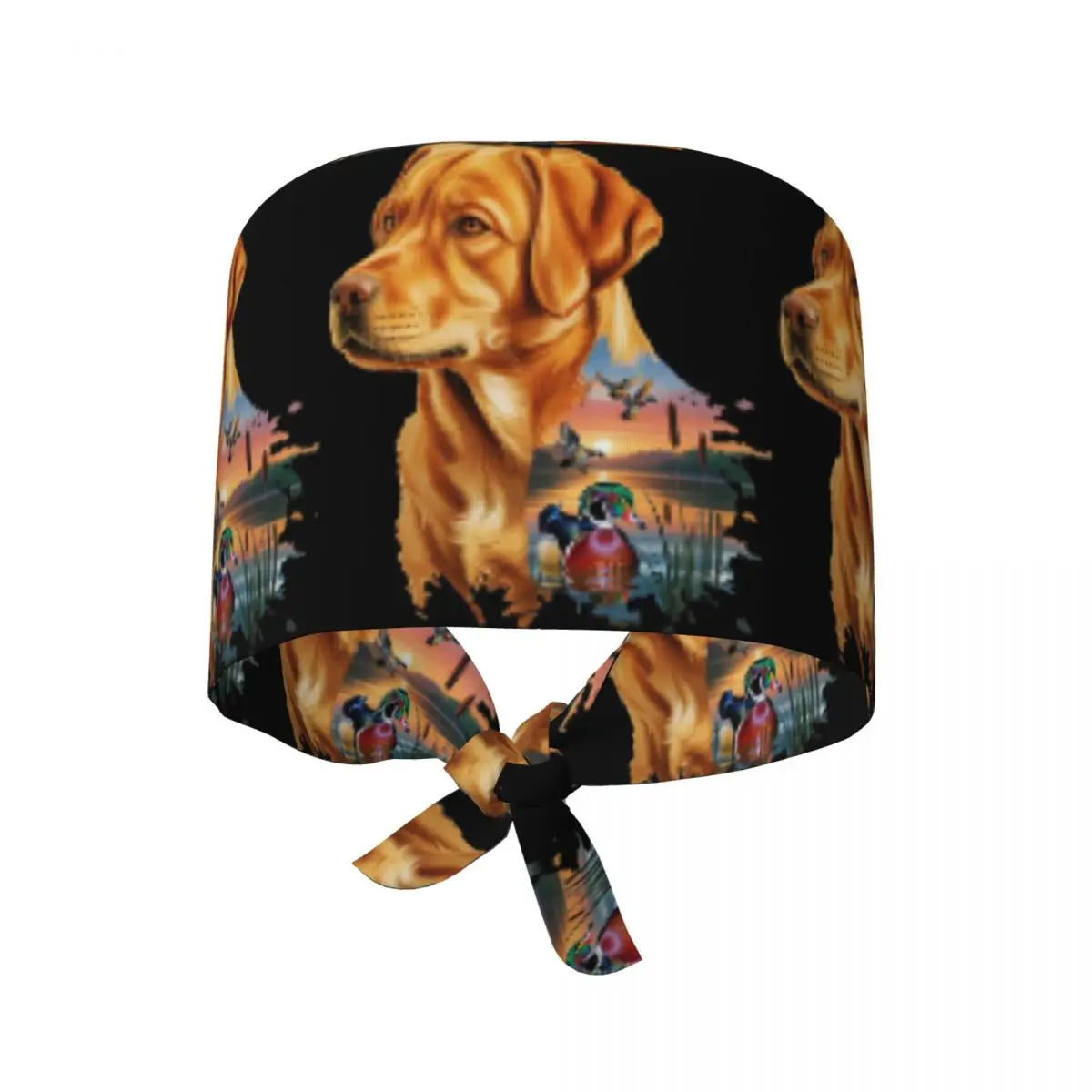 Fox Red Labrador And Wood Duck Sunrise Scrub Hat Doctor Working Surgical Cap Unisex Adjustable Nursing Caps for Dentist