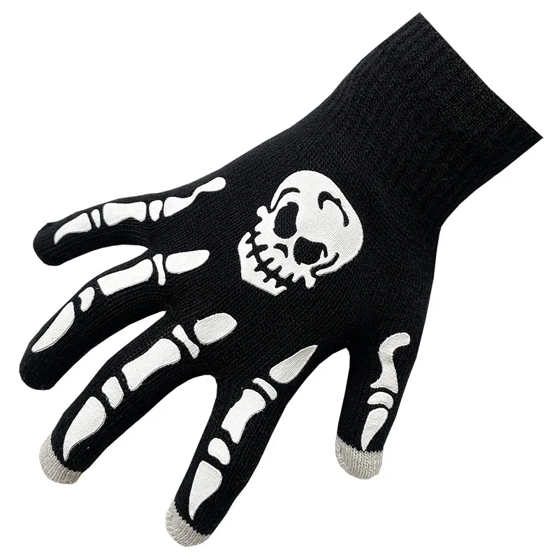 يتوهج في الظلام قفازات الجمجمة تضيء هالوين الهيكل العظمي العظام اليد زي حزب مخيف التبعي