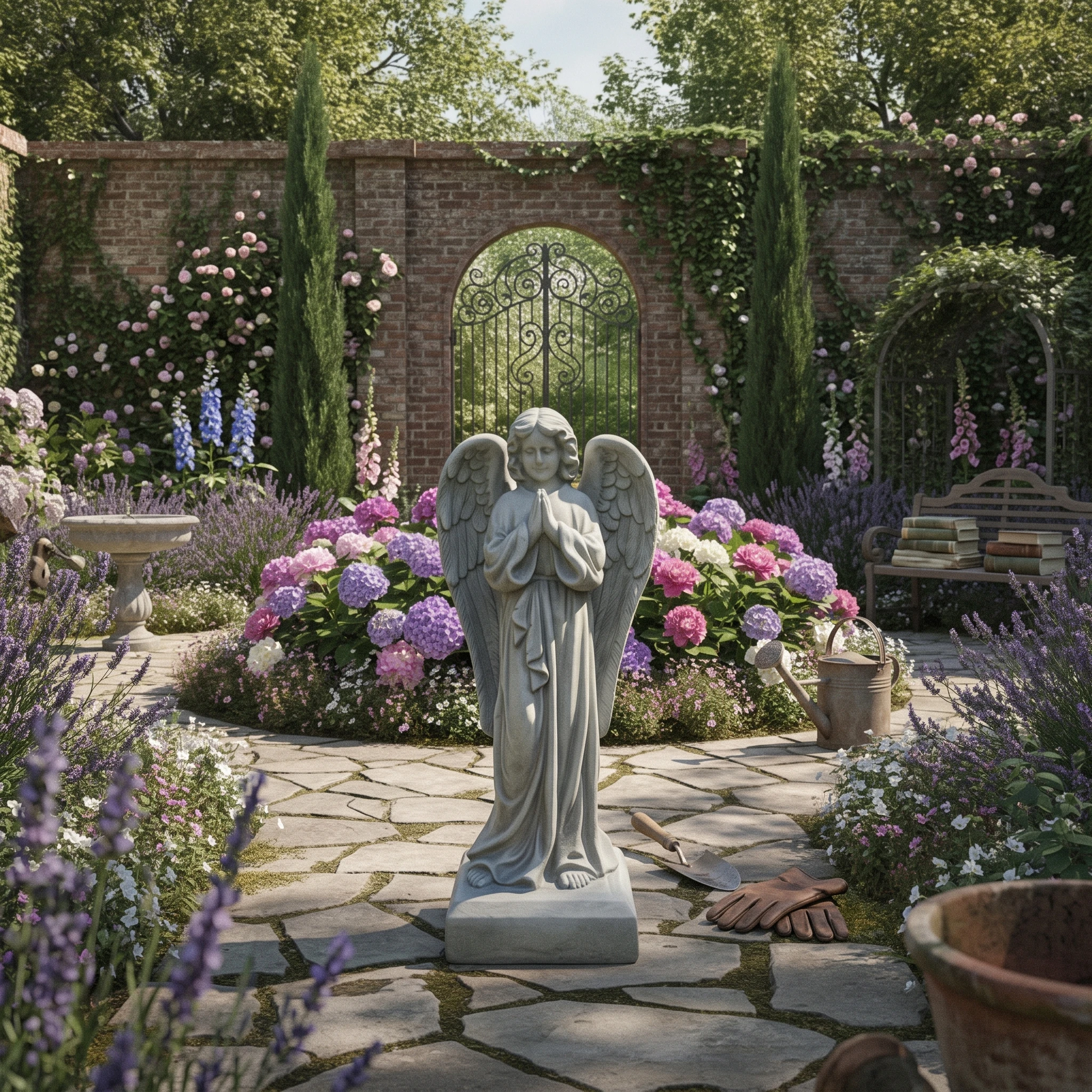 Praying Angel Statue Peaceful Angel Garden Statue Decoration Elegant Ornament Timeless for Homeowners, Courtyard, Patio