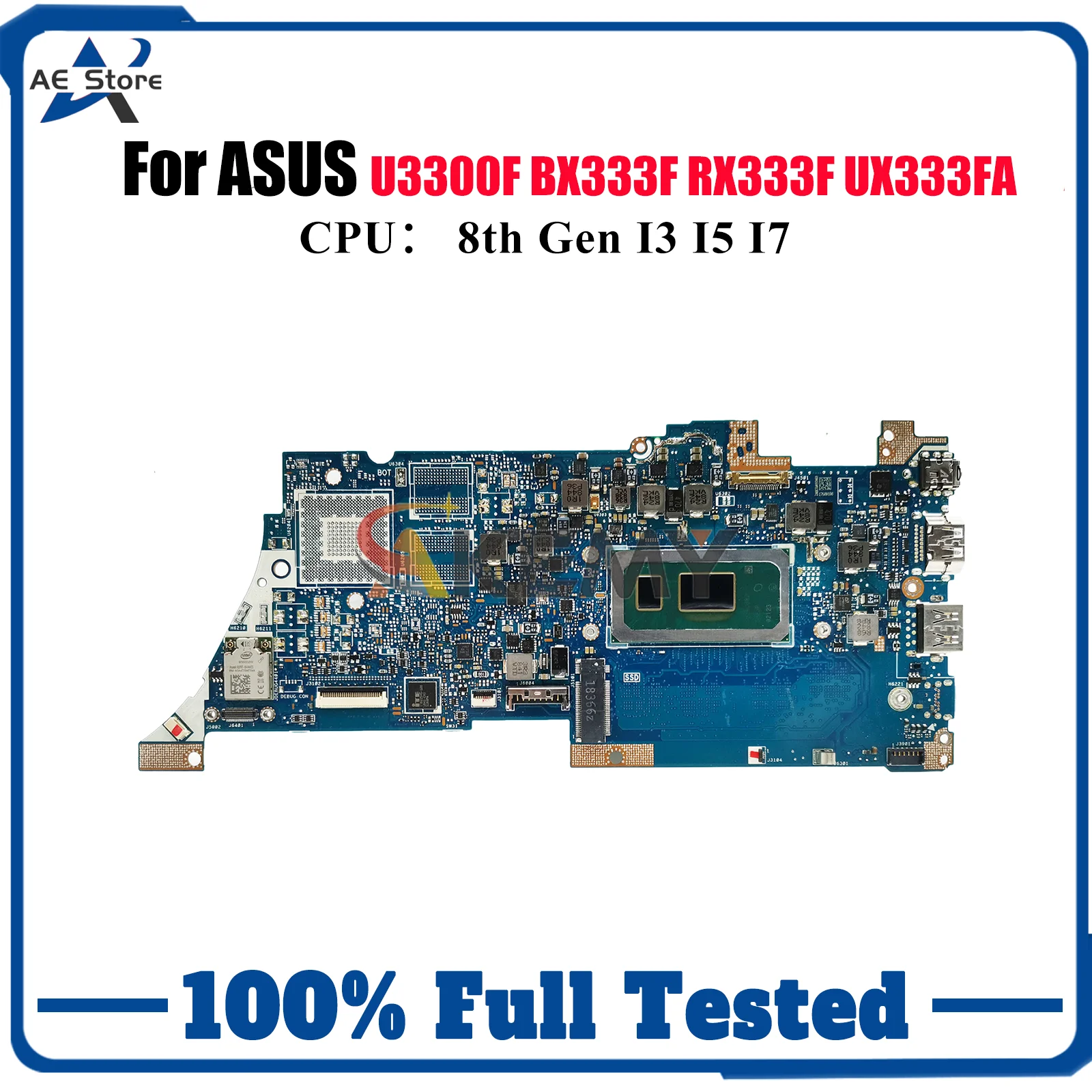 

UX333FA Laptop Motherboard For ASUS ZenBook UX333FA RX333F UX333FN U3300F BX333F UX333F Notebook Mainboard With I3 I5 I7 CPU stk