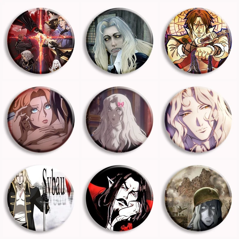 Pin de Botón Suave de la Serie Anime Castlevania, Broches de Personajes Clásicos del Juego, Insignias Decorativas para Bolsos, Accesorios para Fans, Regalos Coleccionables