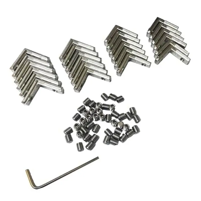 AEE2-24Pcs 2020 Series L-Shape Interior Inside Corner Connector Joint Bracket With Screws