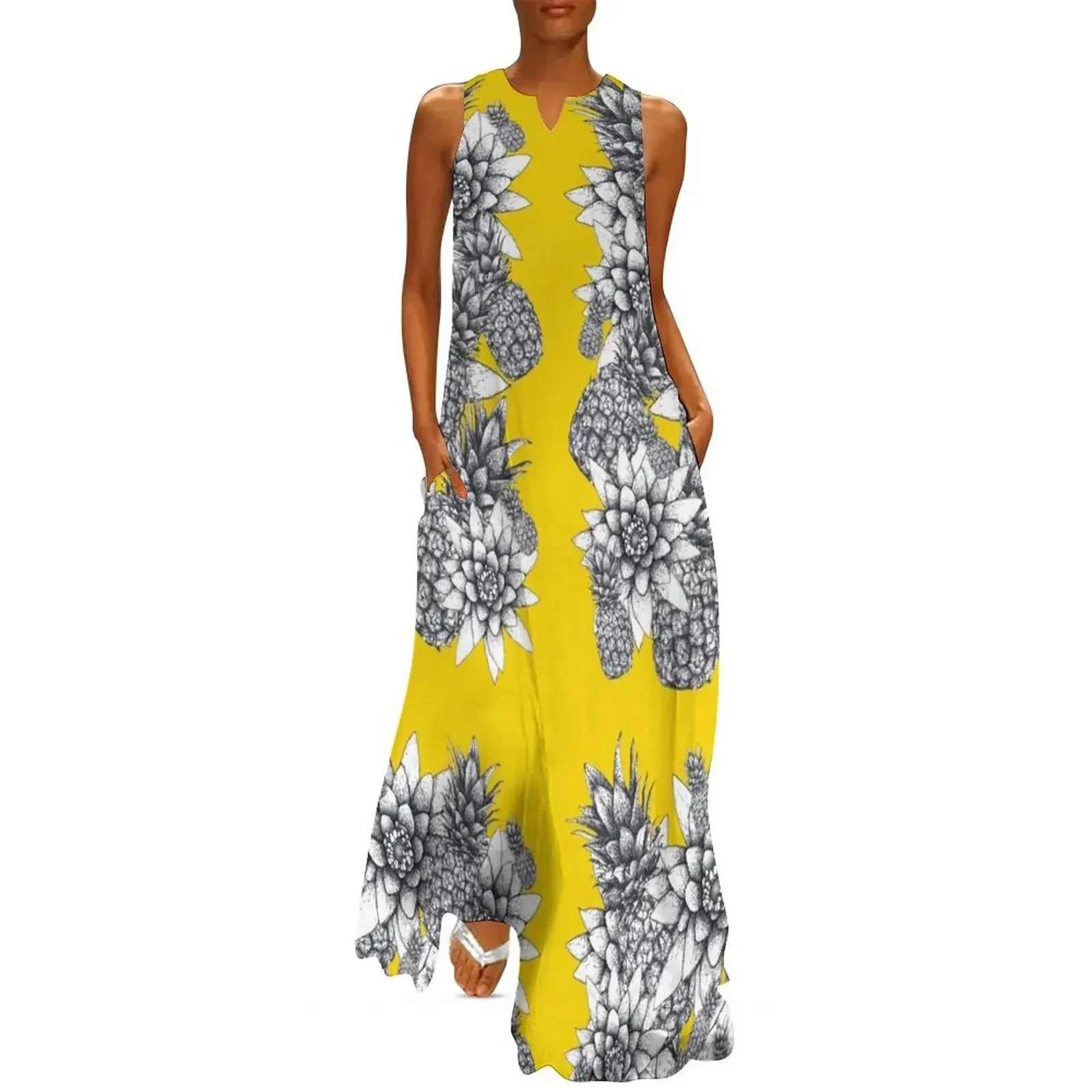 

Pineapples and Lilies Long Dress fairy dress luxury woman evening dress cocktail dresses african dresses for woman