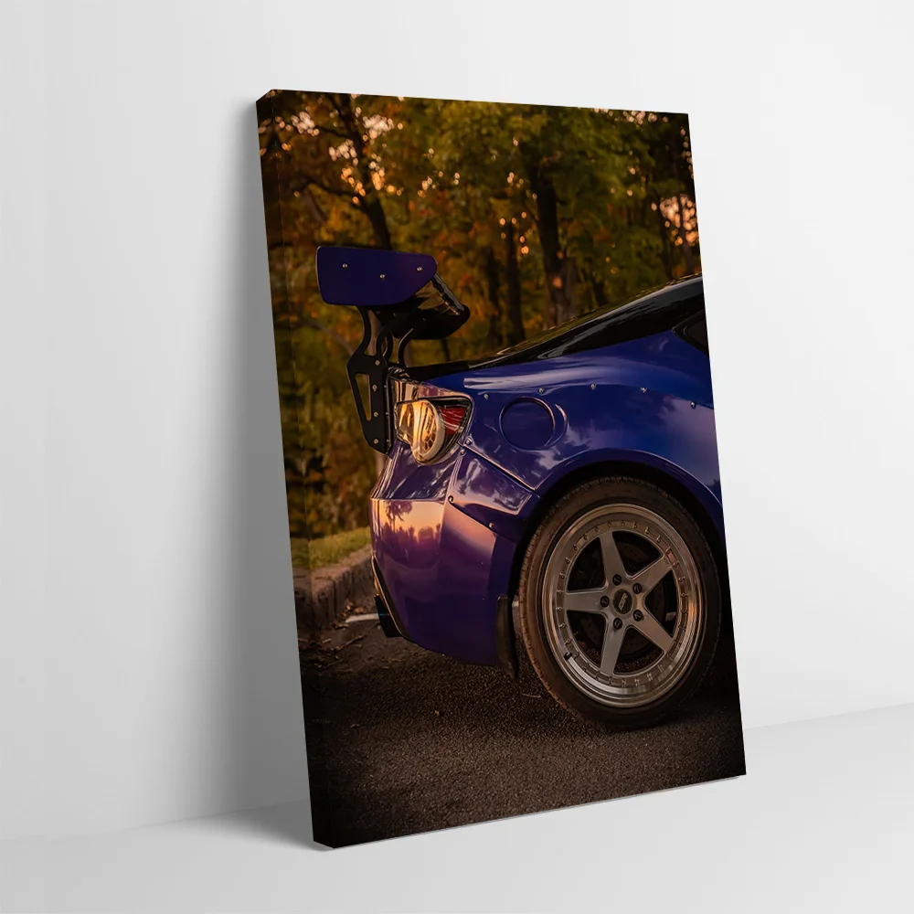 Modified Blue Sports Car Rear View Printing Poster Custom Pictures Wall Art Canvas Painting Gift for Decoration Living Room Arts