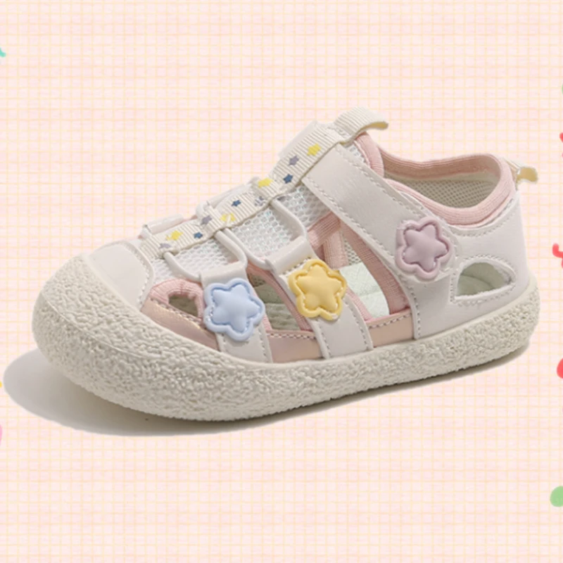 

Детские сандалии розового цвета со звездами, мягкая подошва, обувь для детей от 1 до 8 лет, новые летние спортивные сандалии для малышей, обувь для девочек