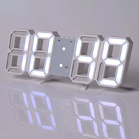 3D clock, intelligent LED digital alarm clock, electronic clock, living room wall mounted clock, indoor thermometer alarm clock