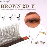 Single Tip 2D Y Black Brown Eyelash Extension Natural Soft Wispy Eyelashes High Quality Premade Fan Cilios YY Makeup Tool