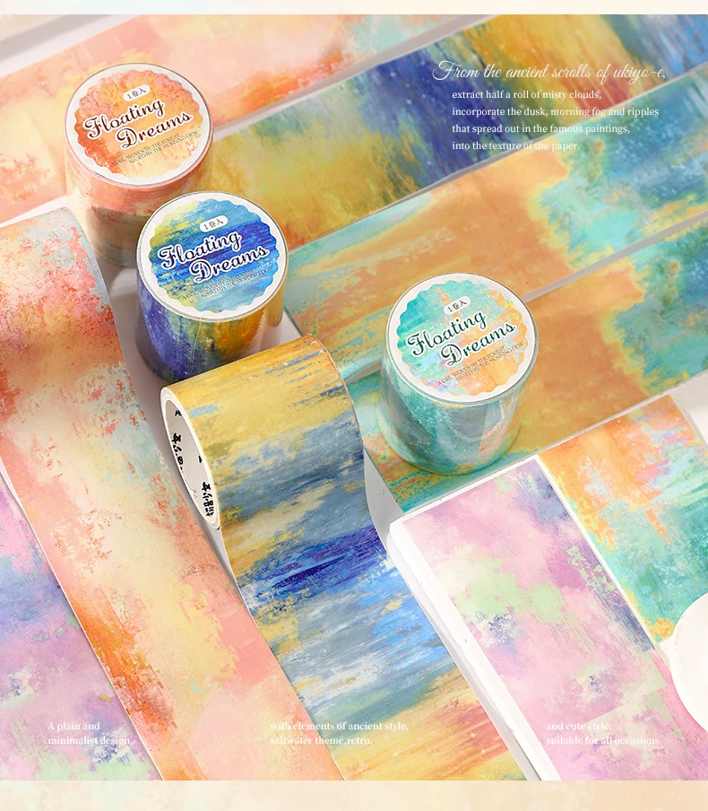 Journal GO 4cmx2m Dekoratives Journaling Washi Tape Schwebende Welt Malerei Traum Fotoalbum Planer DIY Scrapbooking Aufkleber – Detail 3