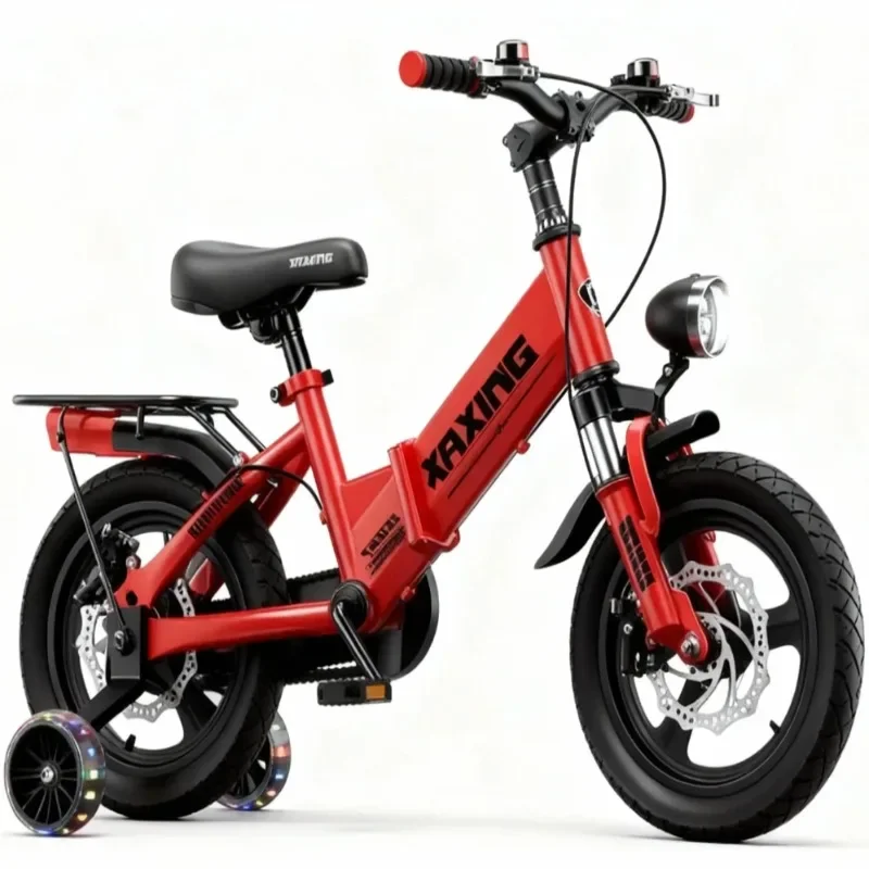 دراجة أطفال حمراء قابلة للطي مقاس 14-18 بوصة للأطفال للأعمار من 3 إلى 6 عجلات تدريب قابلة للتعديل للجنسين دراجة بدواسة للأطفال #5