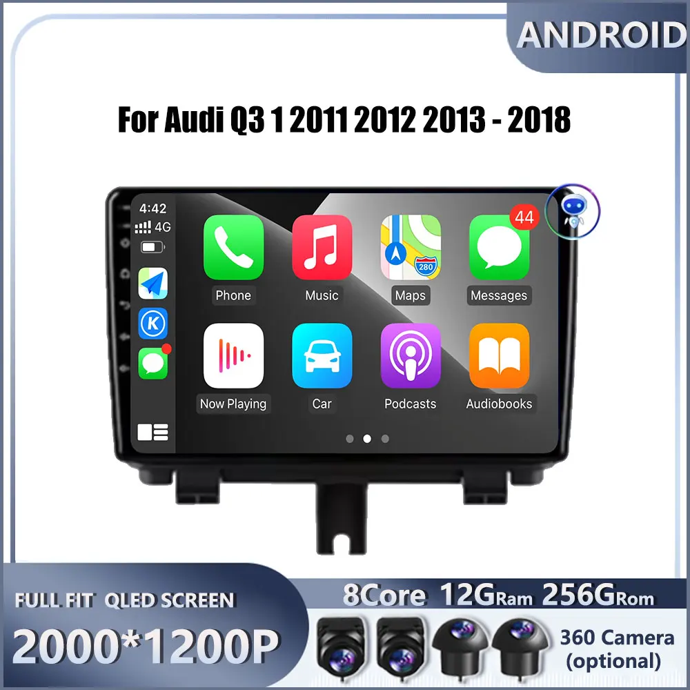 

9-дюймовый 4G Android OS Carplay Auto для Audi Q3 1 2011 2012 2013-2018 Автомобильный радиоприемник с навигацией GPS Мультимедийный видеоплеер DSP 4G AMI