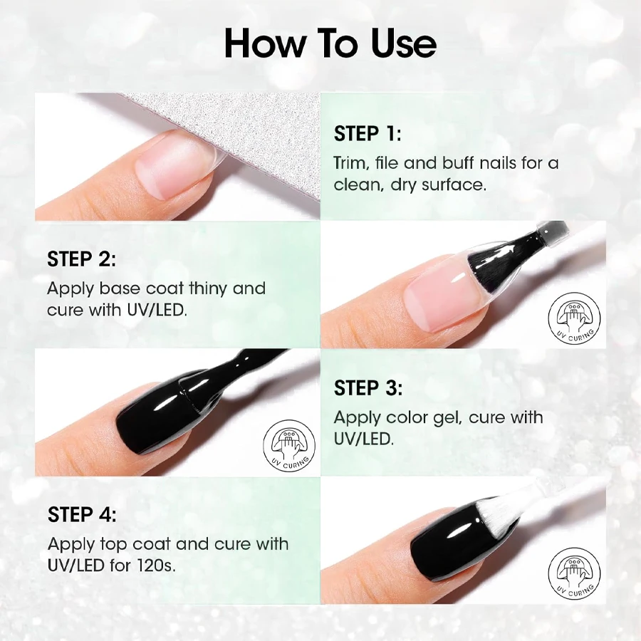 QAZIXU 2個入り 10ml 機能性ジェルネイルアートセット ベースコートとトップコート付き ソークオフ ネイルアートデザインツール