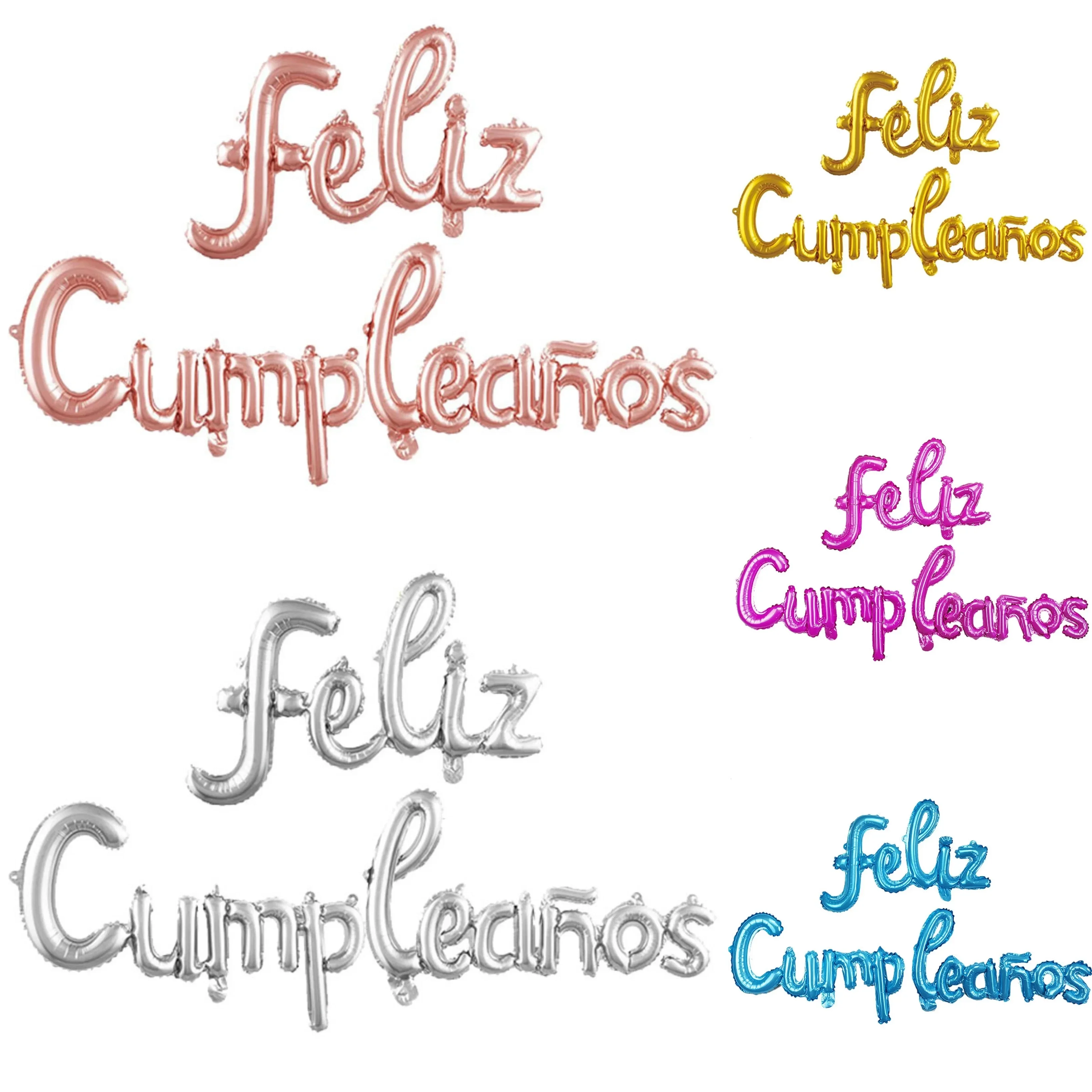 

16-inch Spanish Happy Birthday Foil Balloon Set Birthday Party Decoration Feliz Cumpleaños Balloon Home Room Decor Birthday Gif