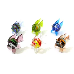 Mini Ocean Fish Glass Figurines Ornaments Cute Aquarium Sea Animals Tiny Statue Home Living Room Table Decor Holiday Party Gifts