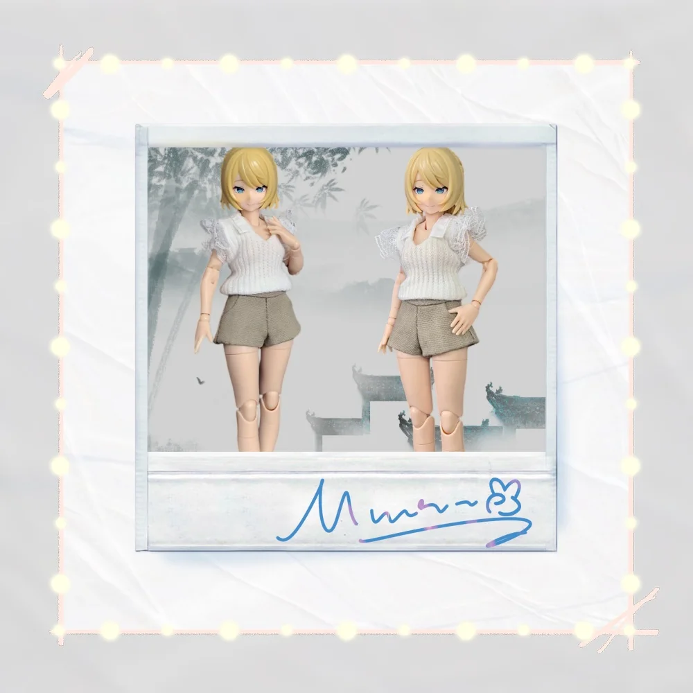 【Clothing Only】Handmade 1/12 Summer Casual V-neck Small Fly Sleeve Shirt Khaki Shorts Set For 6inchs BD Action Figures Body