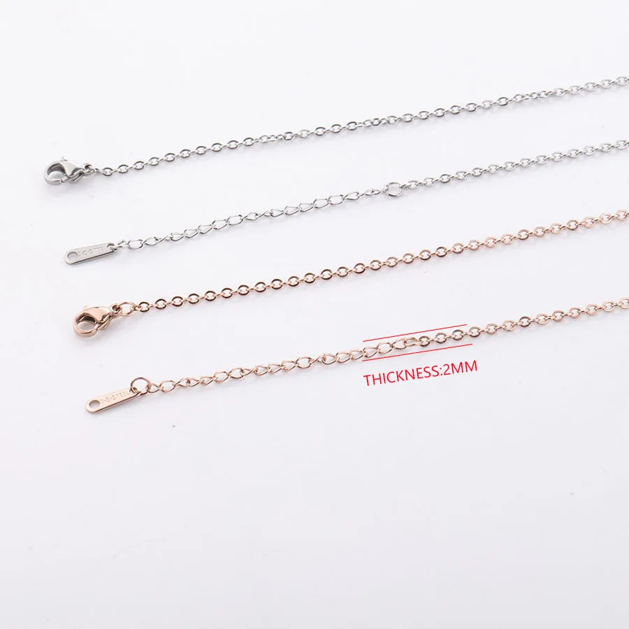 

20pcs 2mm stainless steel chain necklace with engraved long hang tag DIY chain accessory with chain base chain 45+5cm
