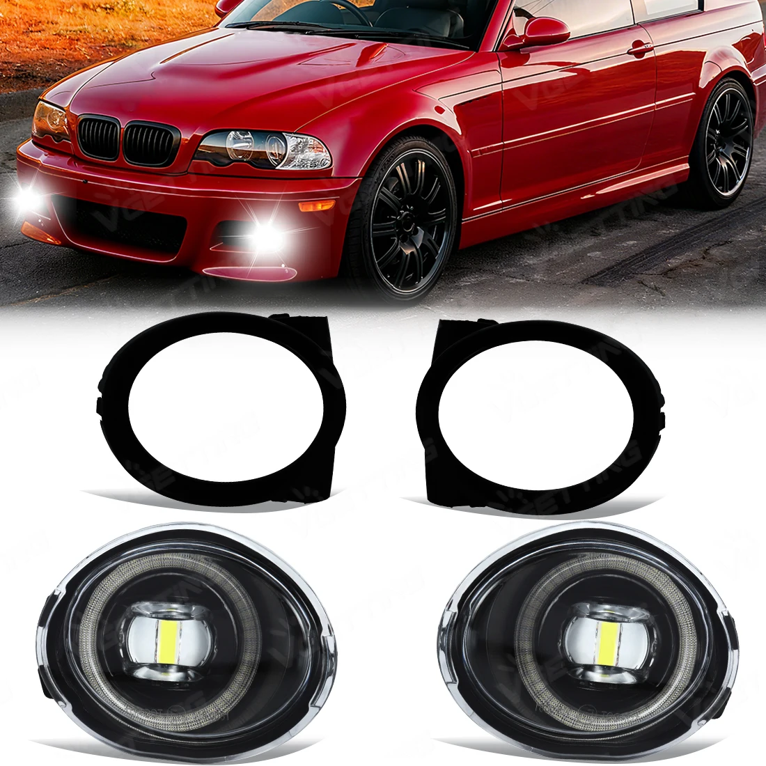 

LED Fog Light For BMW E46 M3 3 SERIES 2001-2005 Fog Lights Grill Bezel For BMW E39 M5 1995-2004 Fog Lamp Cover Headlight Frame