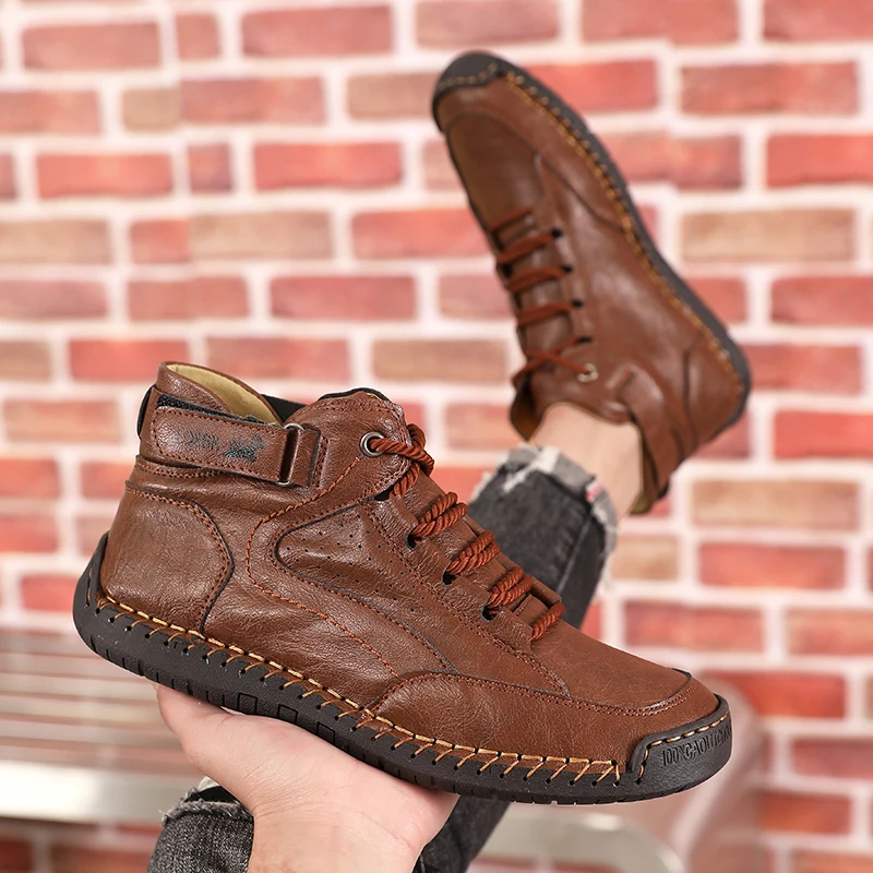 

Мужская обувь, весенне-осенняя кожаная повседневная обувь ручной работы, модные повседневные прогулочные кроссовки Softe, дышащие женские ботильоны